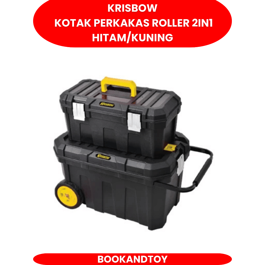 Krisbow Kotak Perkakas Roller 2in1 Hitam/kuning Tool Box Tool Case