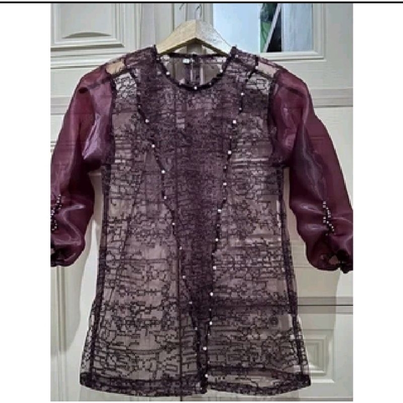 outer Tunik silang Brokat Mix Organza Anak//Baju Anak//Atasan Anak, Outer Bridesmaid Anak Usia 4-13 