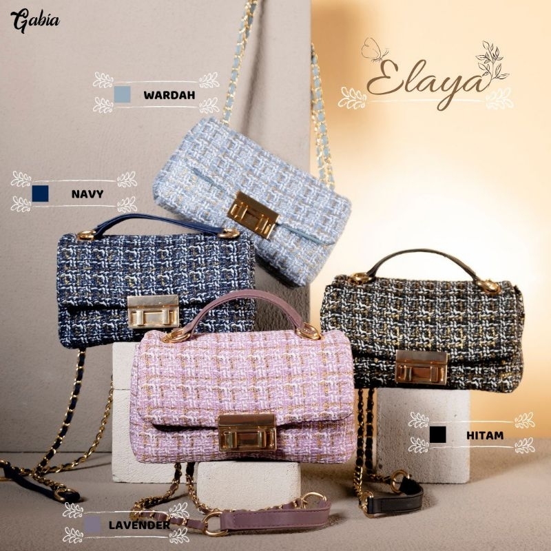 Gabia - Elaya Tas Selempang Wanita Rajut Tas Kondangan Tali Rantai Mewah Estetik