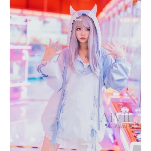 (AiVii) HOODIE JAKET TENSHI KAWAII KEI HORN