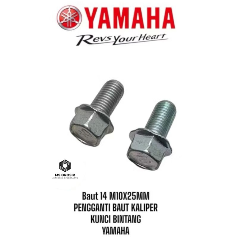 BAUT 14 M10X25 BAUT PENGGANTI BREKT KALIPER CAKRAM YAMAHA MIO SMILE SPORTY N MAX NEW JUPITER