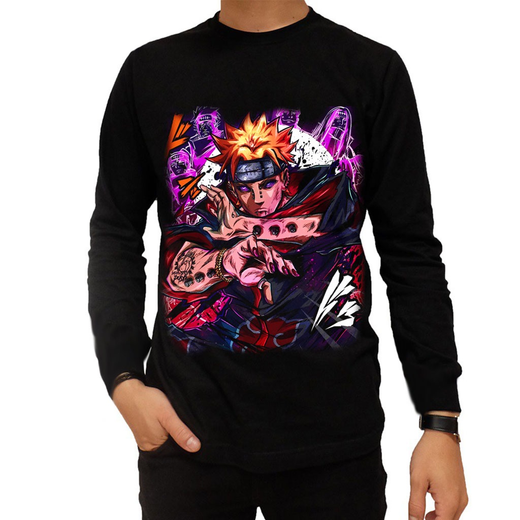 KAOS PRIA DEWASA LENGAN PANJANG PAIN NARUTO / BAJU PANJANG PRIA DISTRO / KAOS DISTRO KEREN TEBAL