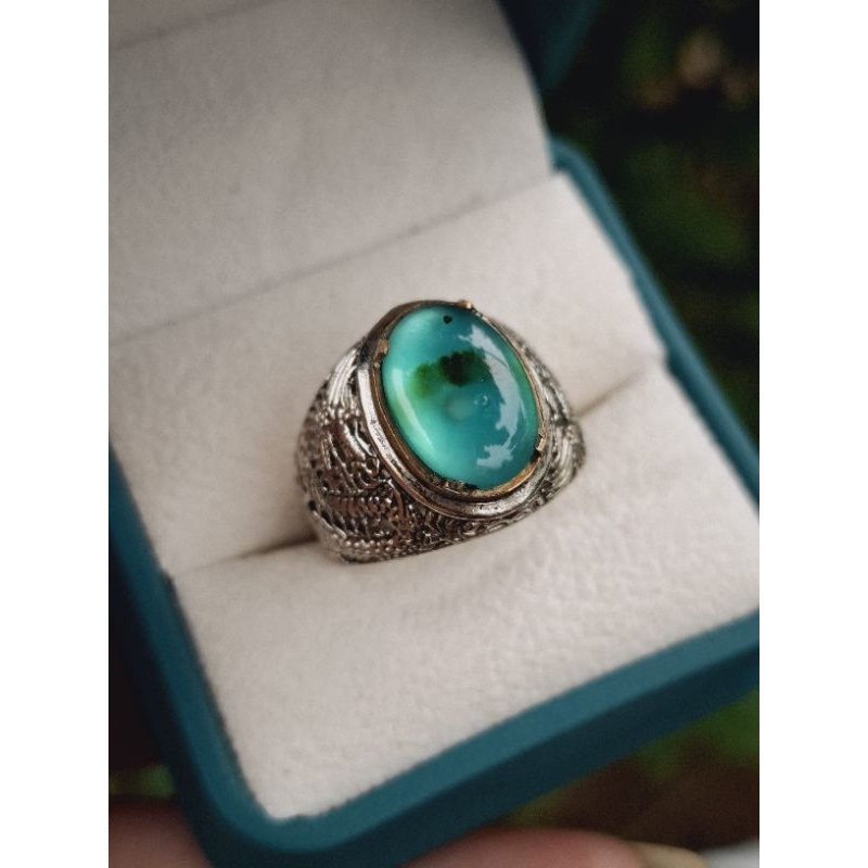 Cincin Batu Bacan Doko Coklat Crystal Giwang