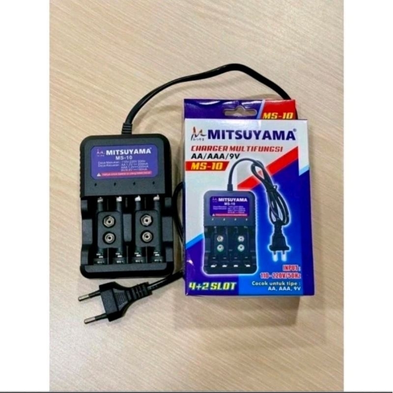 CHARGER BATERAI AA / AAA / 9V MITSUYAMA MS-10 CHARGER MULTIFUNGSI COCOK UNTUK TIPE AA, AAA, 9V