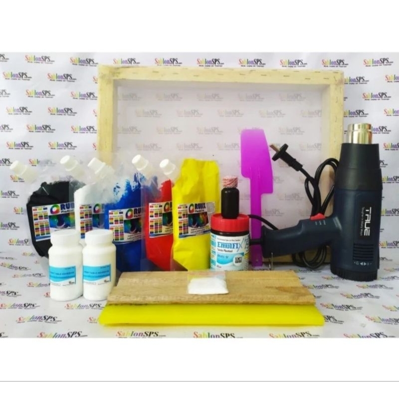 

PAKET SABLON PEMULA PLASTISOL DENGAN HOT GUN SCREEN 40X60