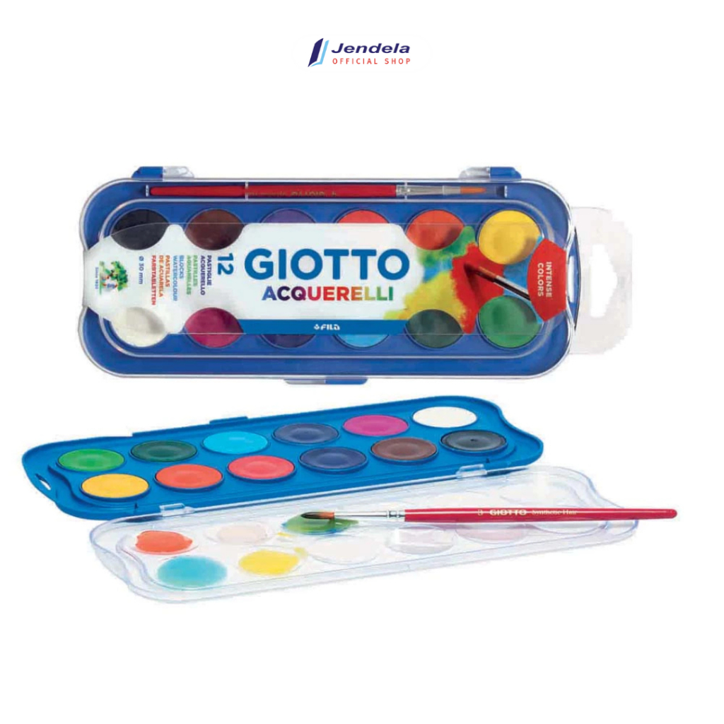 

Watercolour Paint Blocks Giotto 12 24 36 Colors 30mm Besar Cat Air Free Brush Perlengkapan Seni ATK