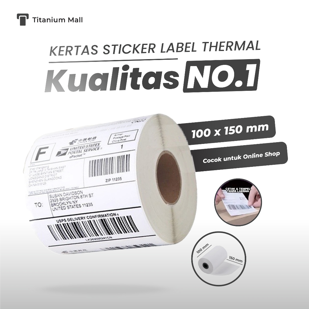 

KERTAS LABEL BARCODE STICKER THERMAL UK 100x150mm 500 PCS