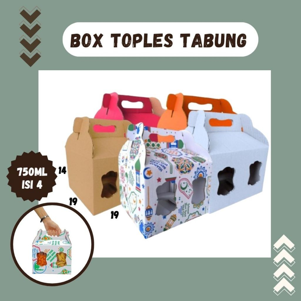

Box Jinjing Kuker 19x19x14 Jinjing Jar (KUKER TOPLES JAR 750ml ISI 4) Box Jinjing Kardus Lebaran Idul Fitri Hampers Polos/Motif