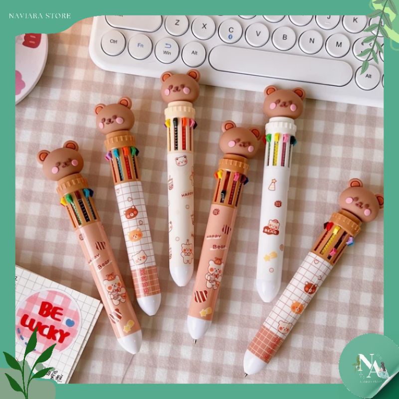 

Gelpen 10 warna 10 in 1 beruang Pulpen 10 Warna Teddy Bear