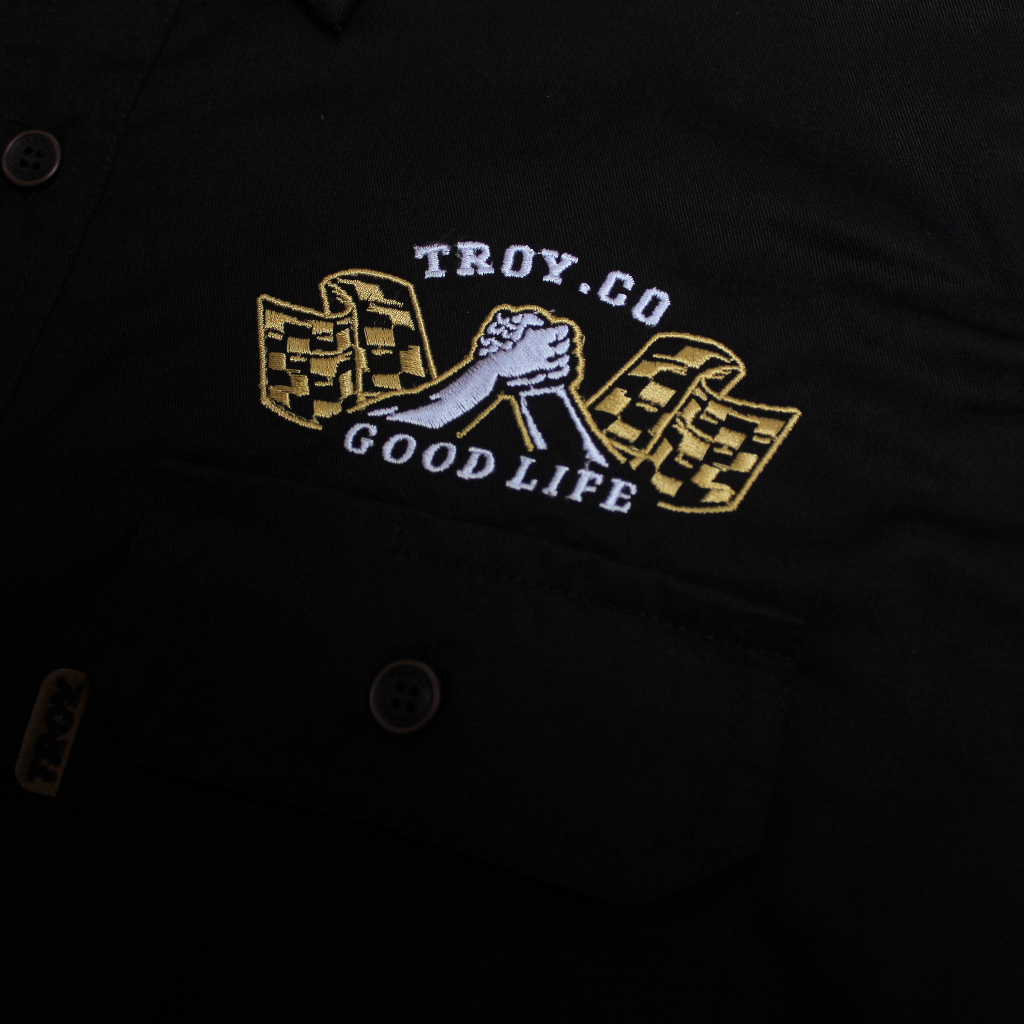 Troy Company Workshirt Workwear Engineers Black Gold Moto - Kemeja Workshirt Pria Hitam WS 2895