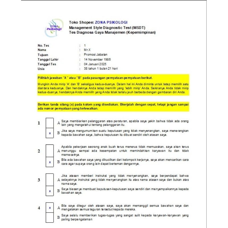 Software Aplikasi Psikotes MSDT