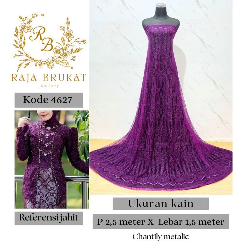 Kain Panel Brukat Semi Prancis Chantily Metalic - 4627 - Grade B - Panjang 2,5 m Lebar 1,5 m - Kain 