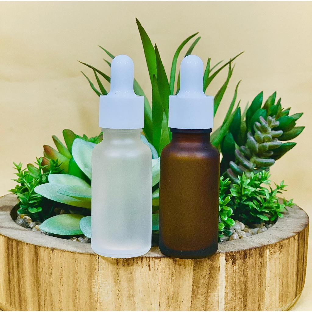 Botol Kaca Pipet 20 ML Tebal Frosted - Ring Putih Smooth / Botol Kaca 20 ML Frosted / Botol Serum 20