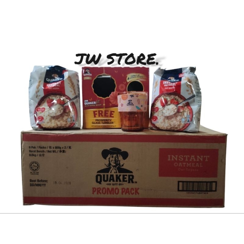 

Quaker Instant Qatneal Promo Pack Free Gelas 1Dus (6Packs 800G x 2)