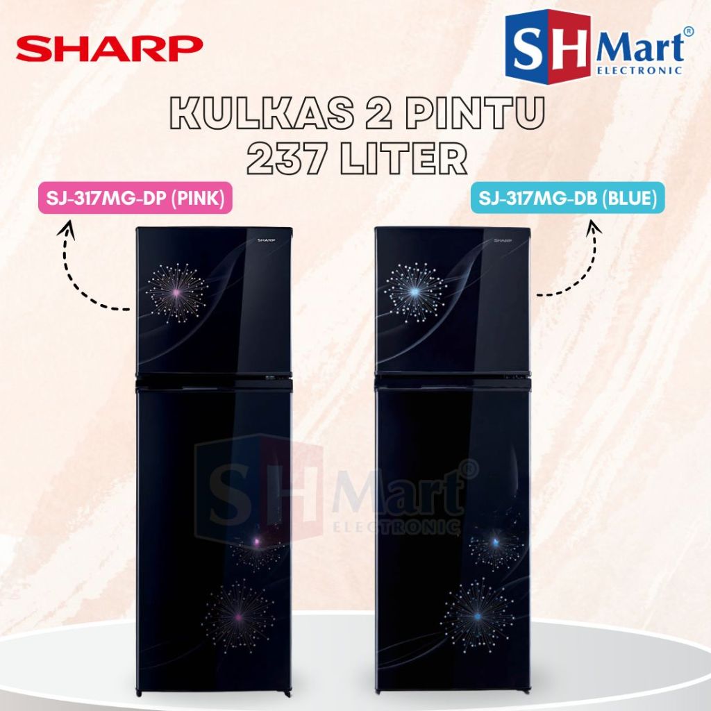 KULKAS SHARP 2 PINTU JUMBO SJ-317MG KAPASITAS 237 LITER SJ317 MG GARANSI RESMI (MEDAN)
