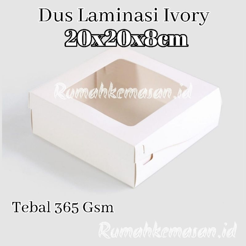 

(20x20x8) Dus Putih Ivory laminasi Window 20x20x8 cm tebal 365gsm