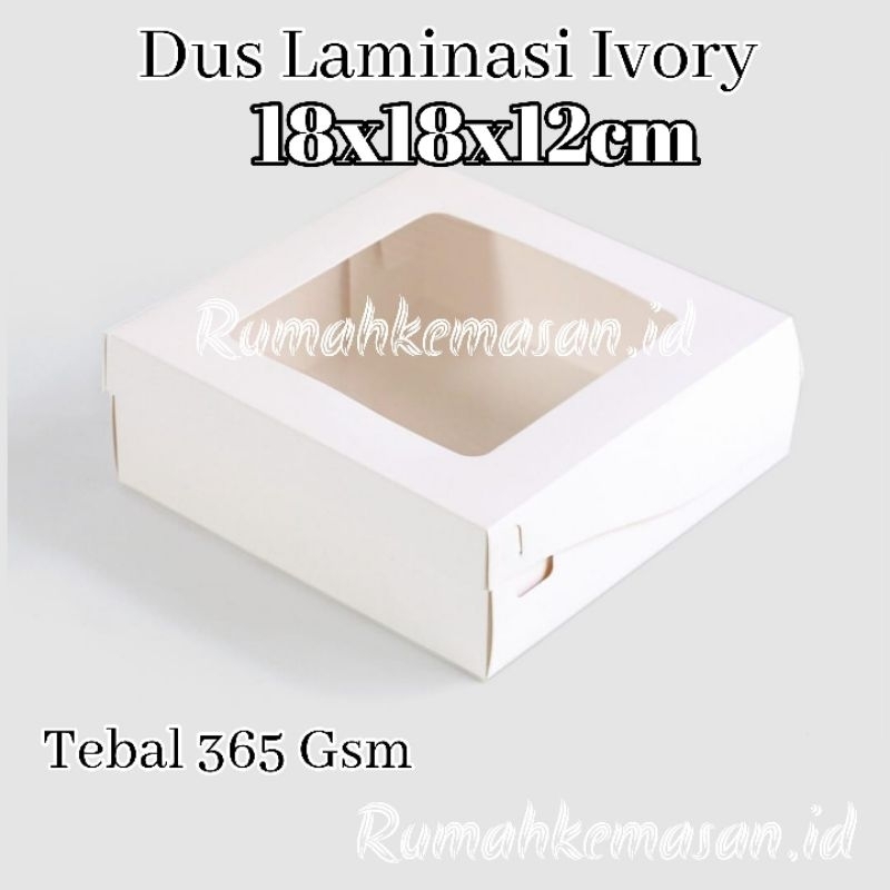 

(18x18x12) Dus Putih Ivory TINGGI laminasi Window 18x18x12 cm tebal 365gsm