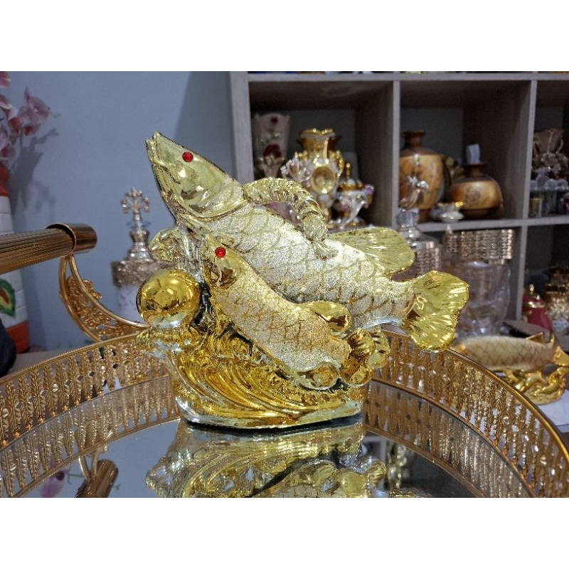 ikan arwana keramik pajangan ikan gold mewah