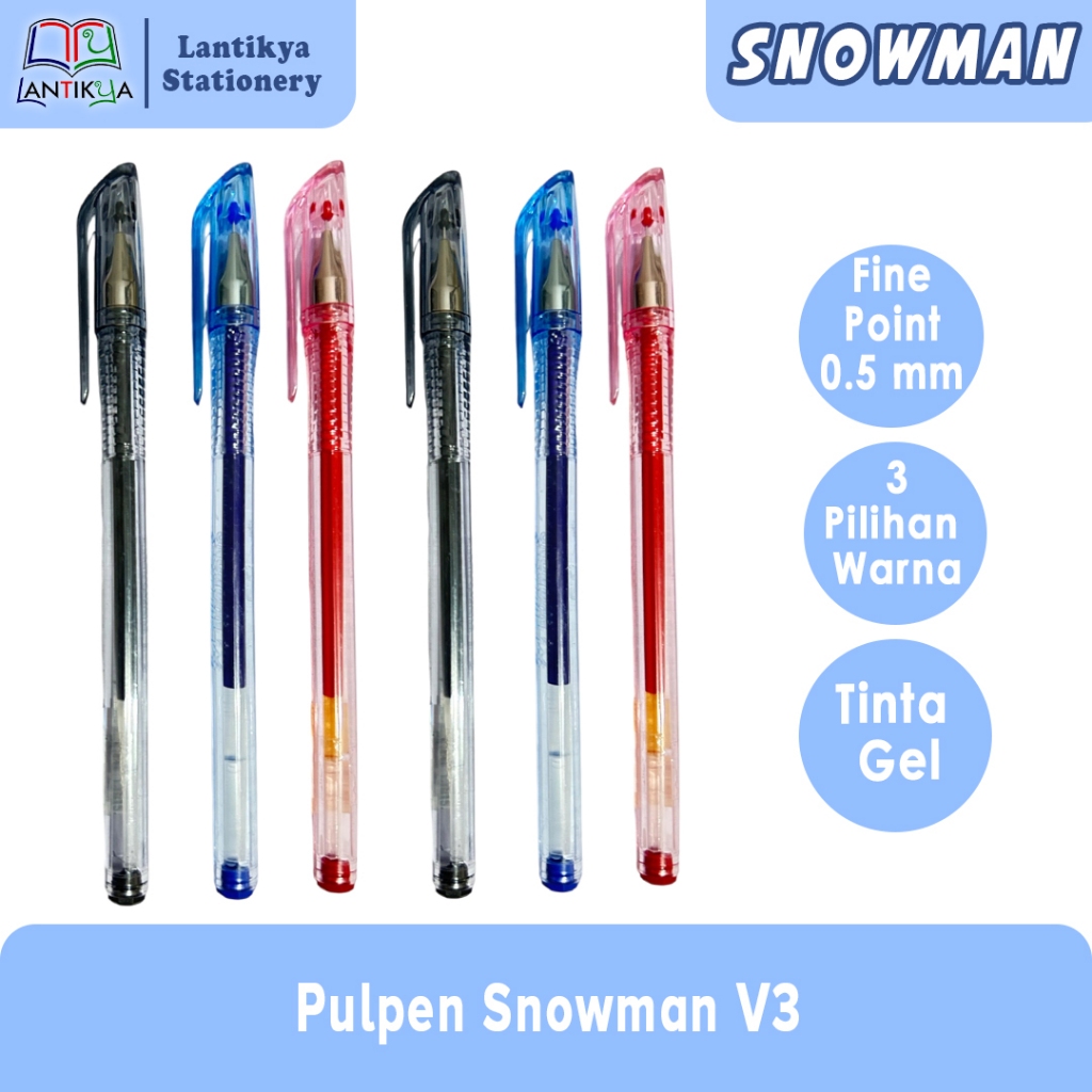 

Pulpen Snowman V-3 Fine 0.5mm / Warna hitam,biru,merah PER PCS