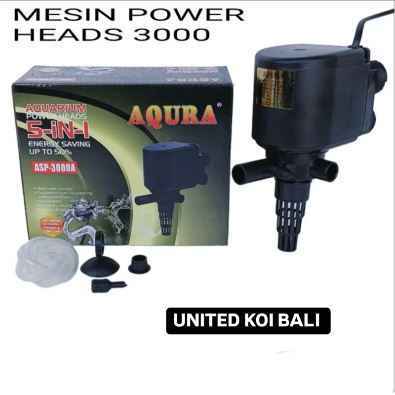 AQURA POMPA AIR CELUP AQUARIUM ASP 3000A SUBMERSIBLE PUMP ENERGY SAVING