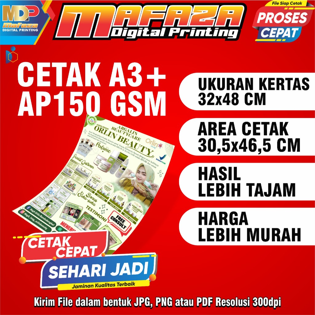 

CETAK A3+ ART PAPER 150 [ 1 SISI ] / PRINT A3+ ART PAPER 150 GSM / BROSUR / FAMLET