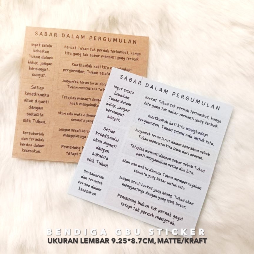 

STICKER PENYEMANGAT KRISTIANI ROHANI | SABAR DALAM PERGUMULAN | PROGRESS ENCOURAGEMENT | BIJAK DALAM PERGUMULAN BIBLE VERSES STICKER Ayat Firman Tuhan Alkitab BUJO Bendiga GBU sticker quotes Bible reminder estetik plain kraft