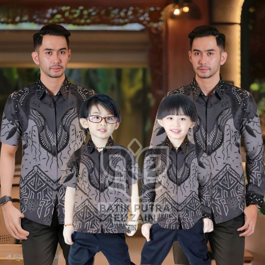 TERBARU KEMEJA BATIK PRIA MOTIF DASI ABU GRAY batik ayah dan Batik anak cowok Batik dewasa