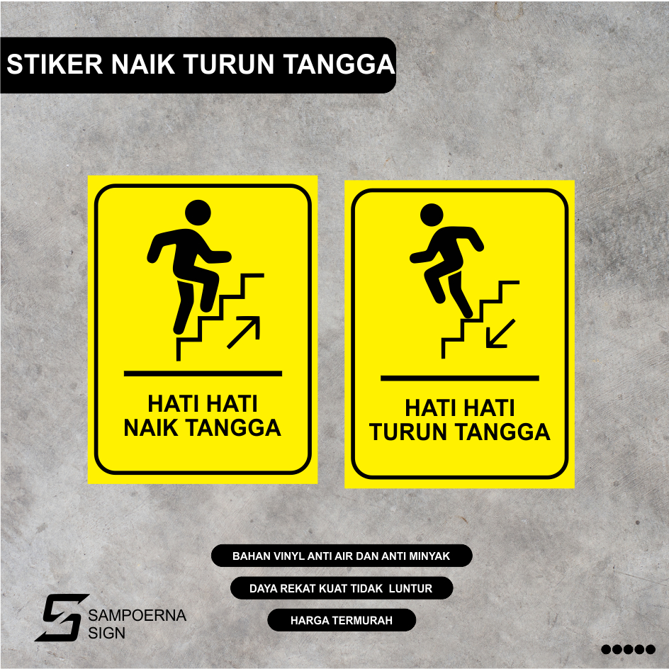 

Sign Sticker hati hati Naik tangga / stiker hati hati turun tangga / Stiker turun tangga awas jatuh / sticker turun tangga / sticker naik tangga / stiker tangga / stiker awas jatoh