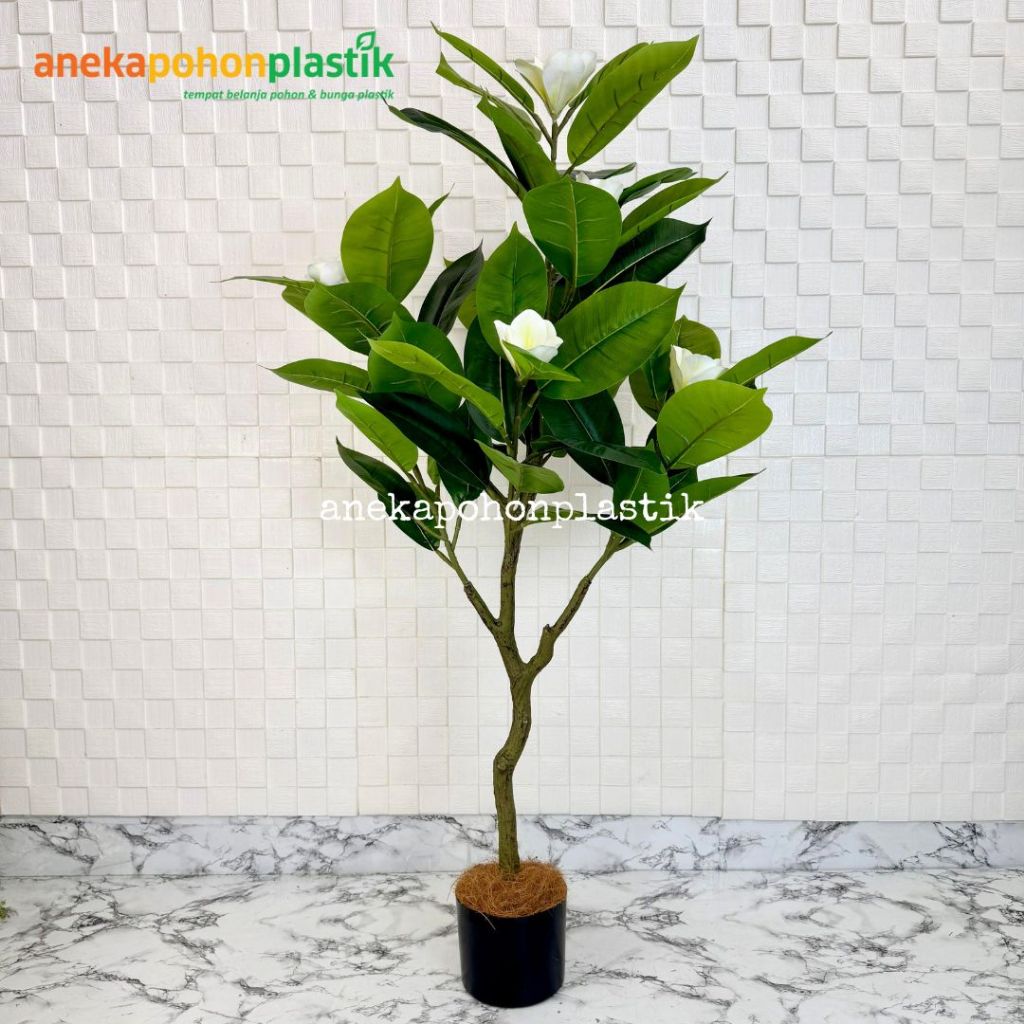 Pohon Hias Pohon Artificial Daun Magnolia Besar T120 Pot Dasar Hiasan Sudut Ruang Aesthetic