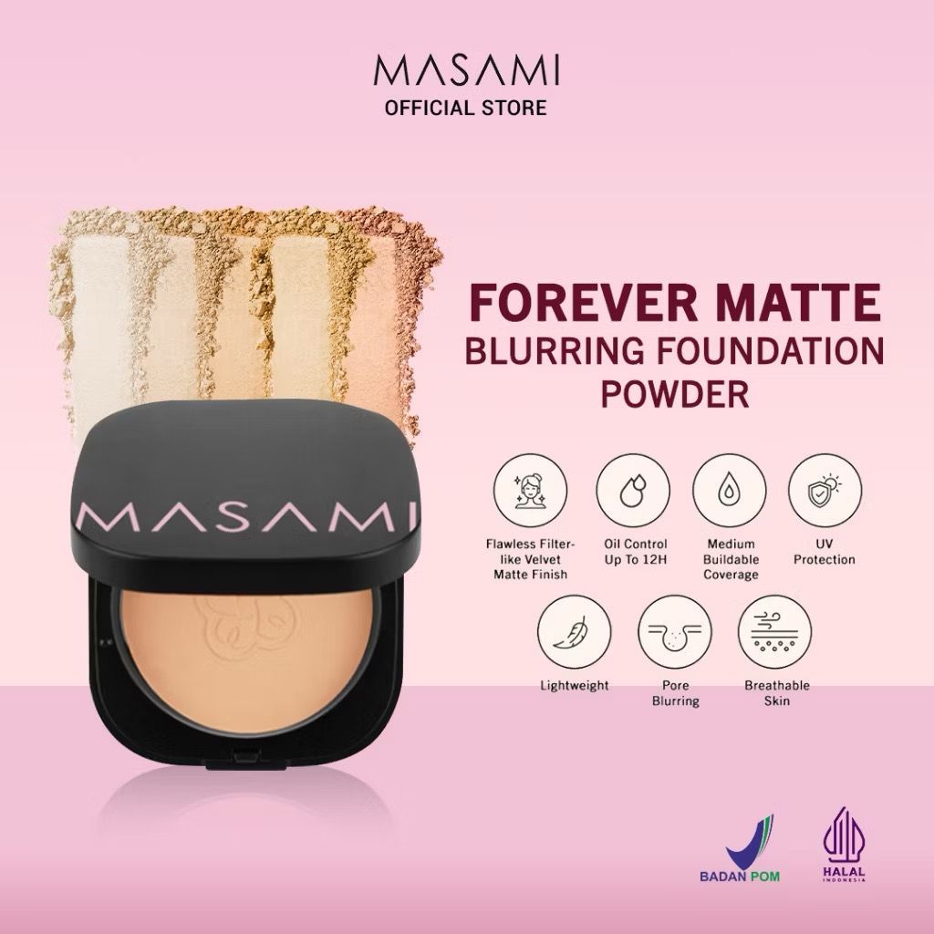 BPOM Masami Forever Matte Blurring Foundation Powder BPOM / Compact Powder Bedak Padat / Oil Control