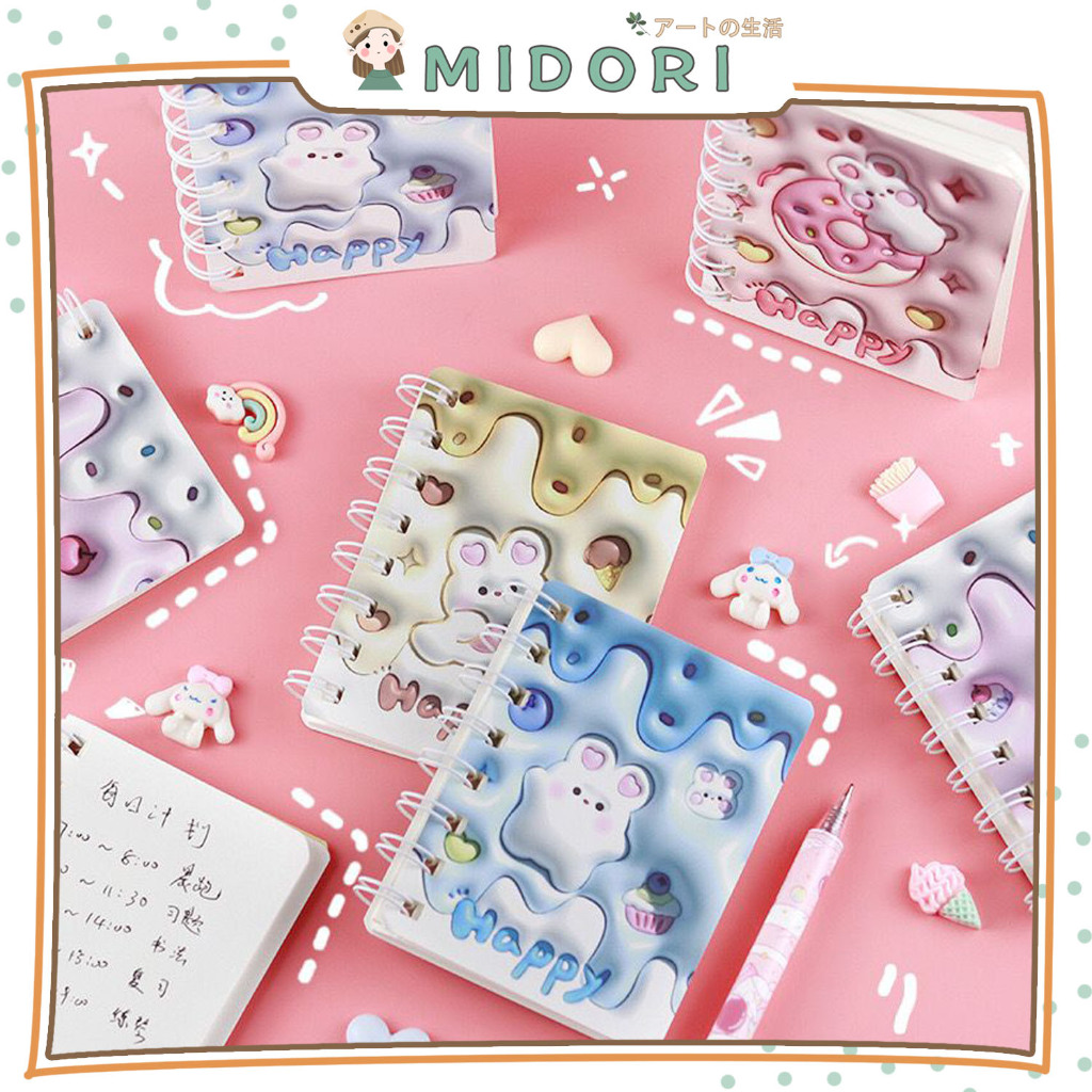 

[MIDORI] 1Pcs BUKU MINI HAPPY RABBIT A7 Polos Diary Notebook Kecil Motif Flower Buku Mini Catatan Garis - E0060