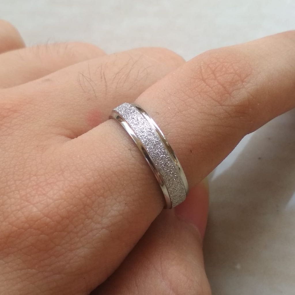 S430 Cincin Fashion Titanium Anti Karat Silver One Line & Two Lines