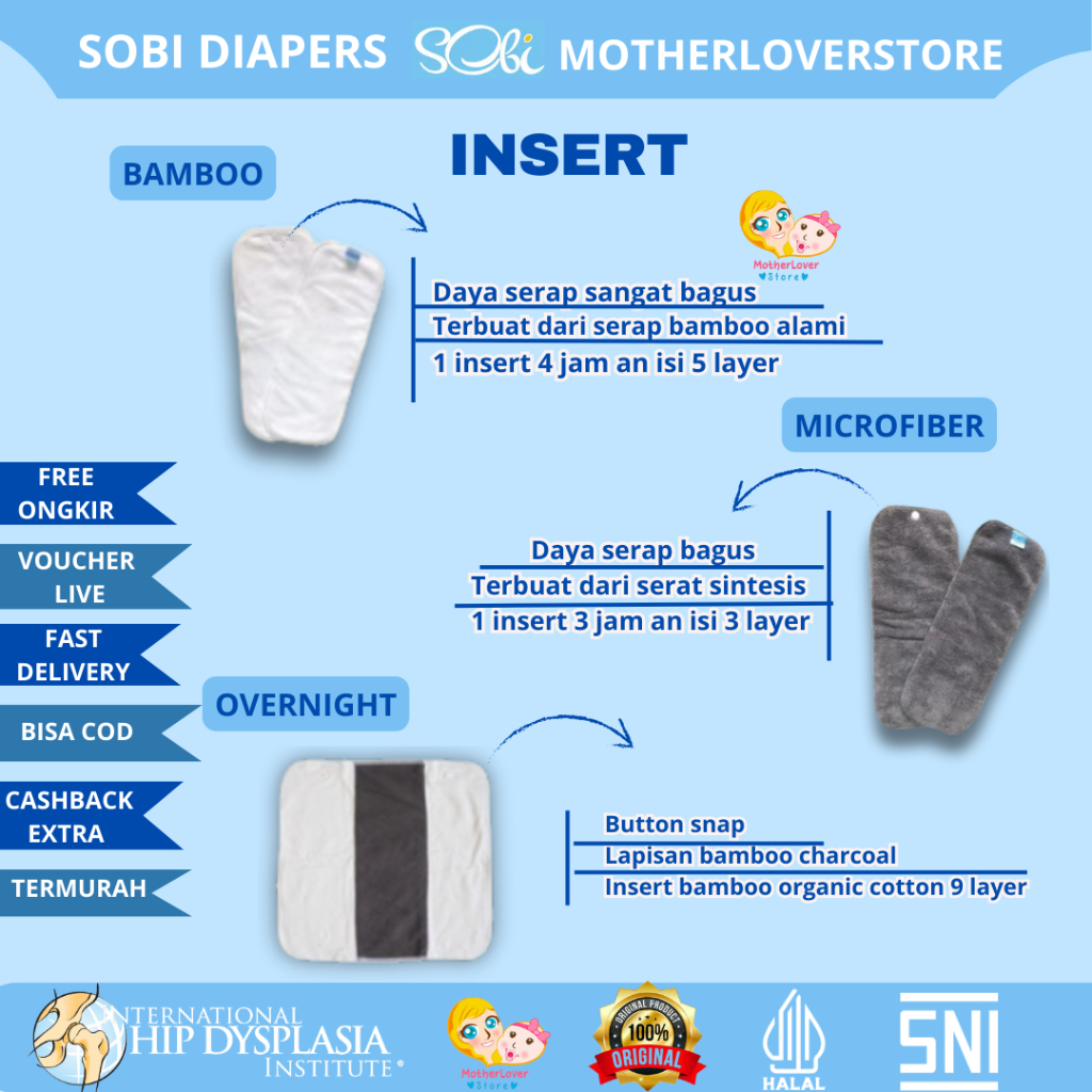 Insert Bamboo sobi / insert overnight sobi Merk Sobi