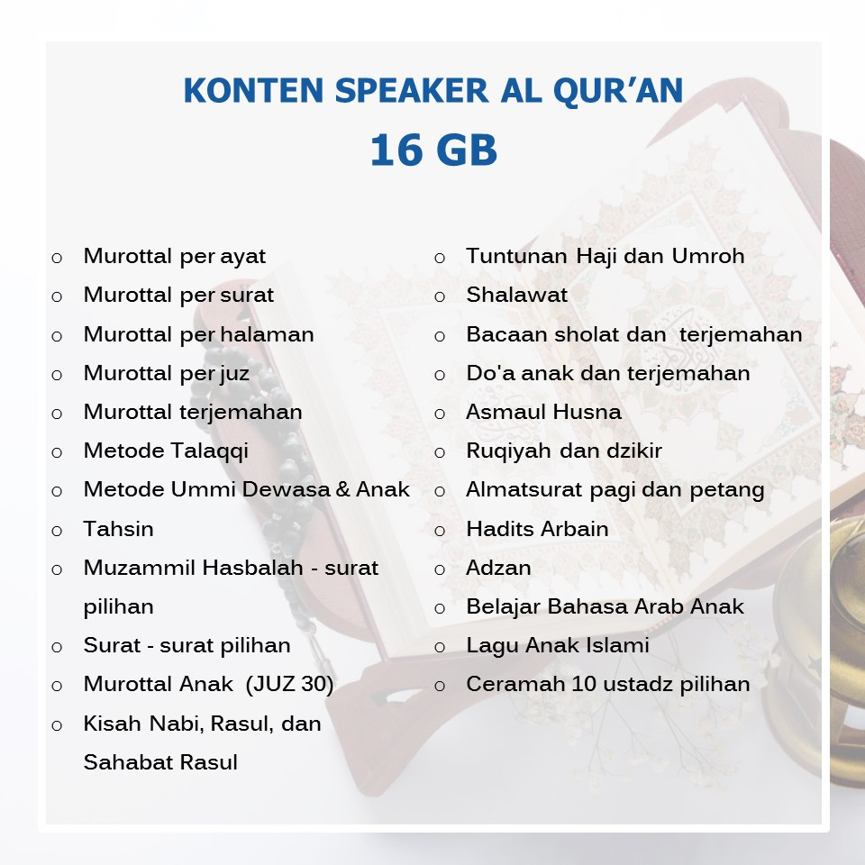 SPEAKER MUROTTAL AL QURAN RHIMOA V600 CHIP 32 GB