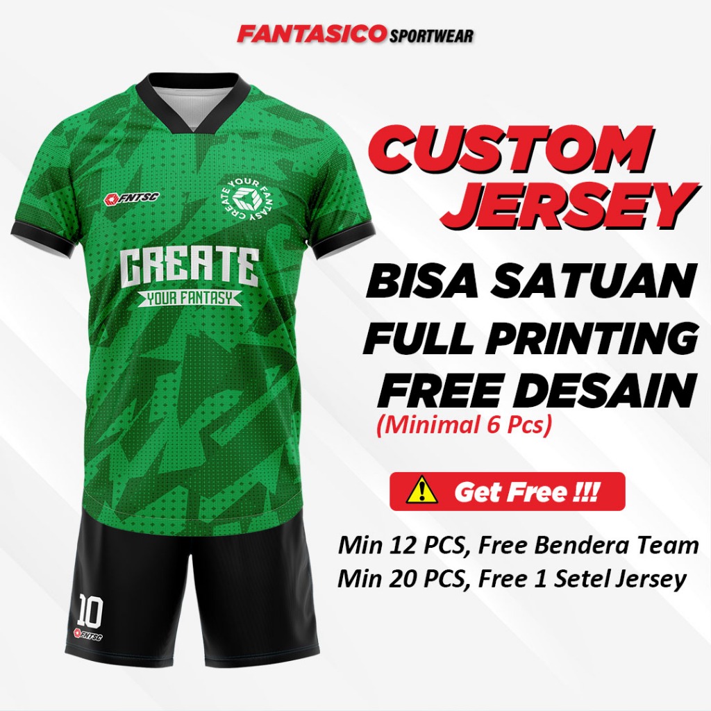 Fantasico Kostum Futsal Custom Baju Kaos Dmnt Jarsey Jersey Setelan Stelan Full Printing Grade Ori O