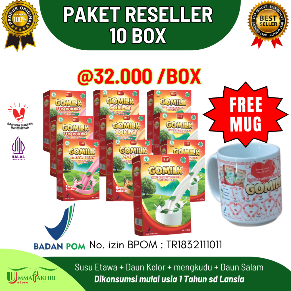 

[ Paket Reseller 10 Box ] Gomilk 200g Susu Etawa Plus Herbal Daun Kelor