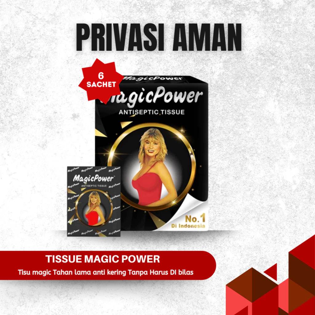 Tissue antiseptic Magic Power 1 box isi 6 sachet ORIGINAL King Horse Tisu Magic Tahan Lama Pria