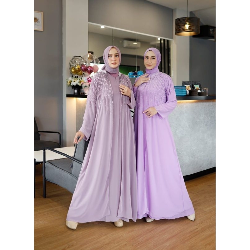 Kaftan Slavina Free Gamis Manset + Pasmina Original Butik