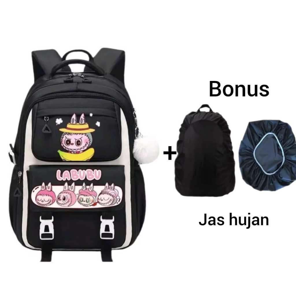 {FREE JAS HUJAN} Tas Ransel Anak Perempuan LABUBU Bags Tas Sekolah Anak SD Free Jas Hujan