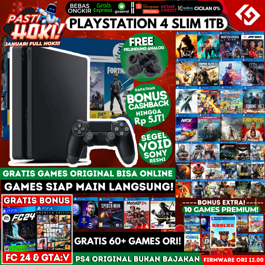 PS4 Slim 1TB Original Playstation PS 4 Garansi Panjang Free Games