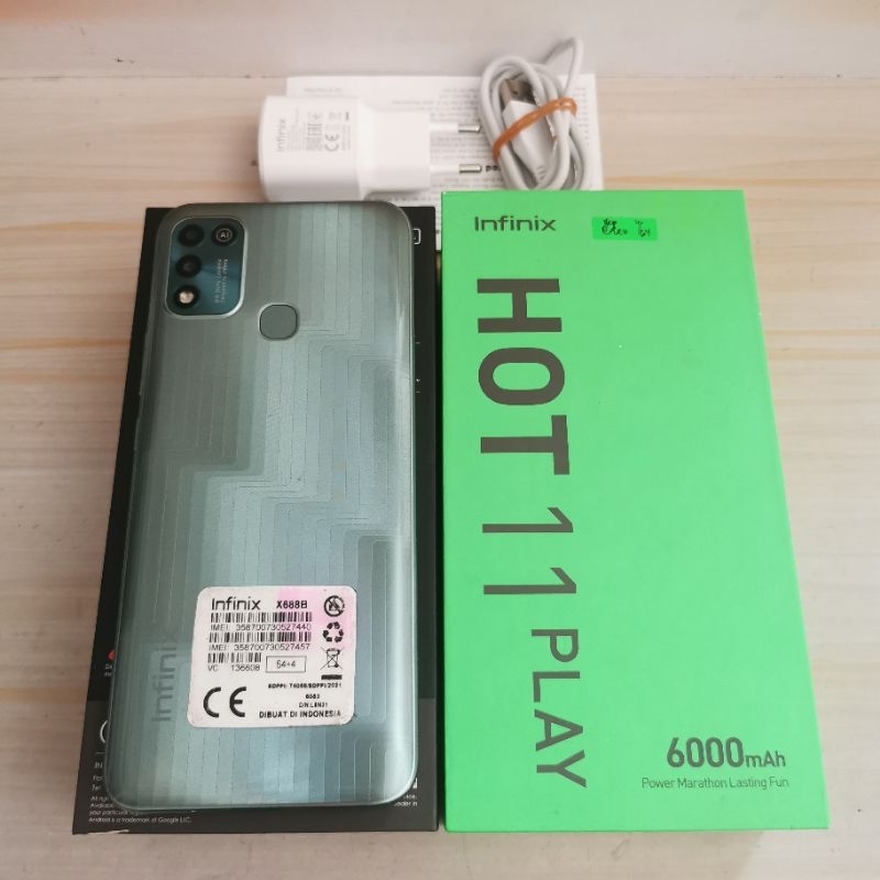 Infinix Hot 11 Play ram 4GB 64GB Bekas - Fullset Resmi - second