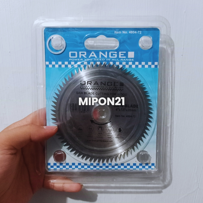 ORANGE Mata Gerinda 4" x 72 T Pisau Gergaji Potong Kayu Triplek Akrilik