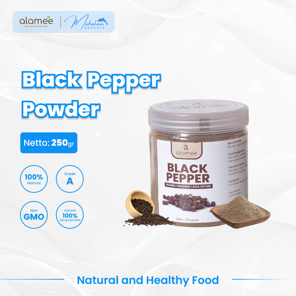 

ALAMEE Black Pepper Powder Bubuk Lada Hitam Bumbu Dapur Instan Blackpepper Organik Masak Ladahitam