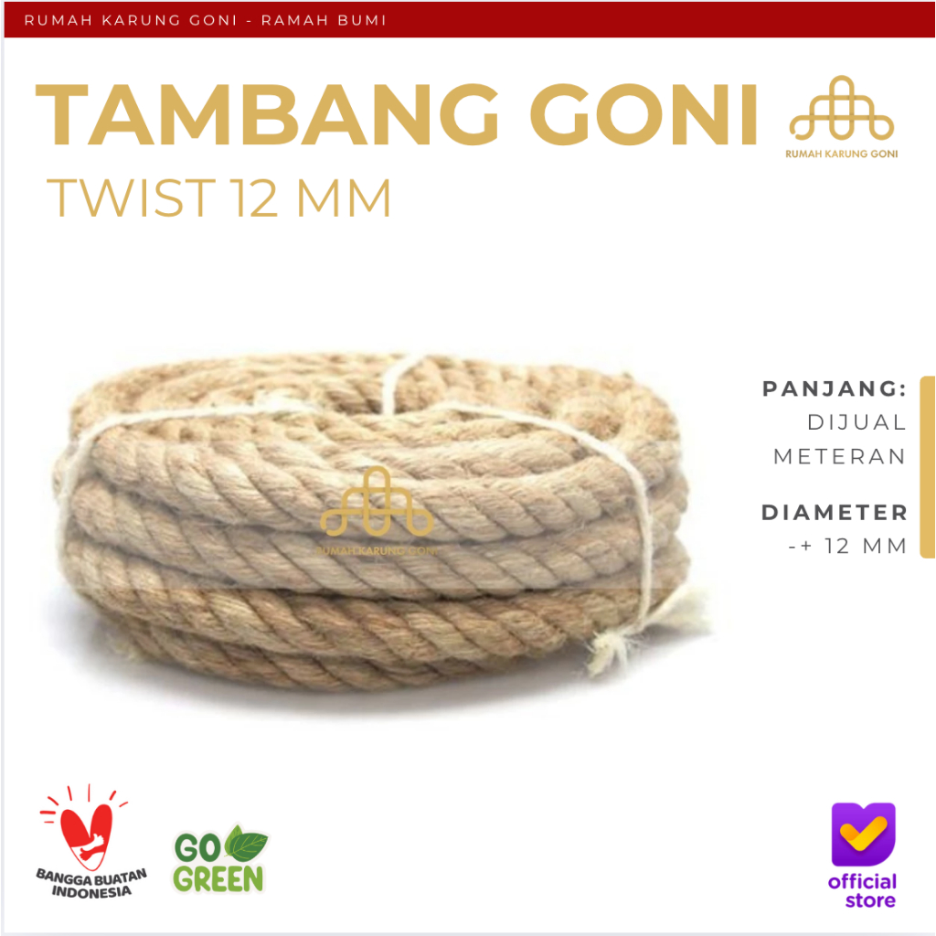 Tali Tambang Goni 12 MM - Tampar Manila Serat Sisal - Tali Tambang Goni Meteran
