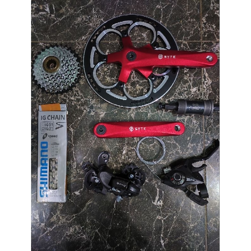 Groupset Shimano 7 Speed TY300 TX30 Original Ulir Frewheel Sepeda lipat Minion Balap Minion Federal