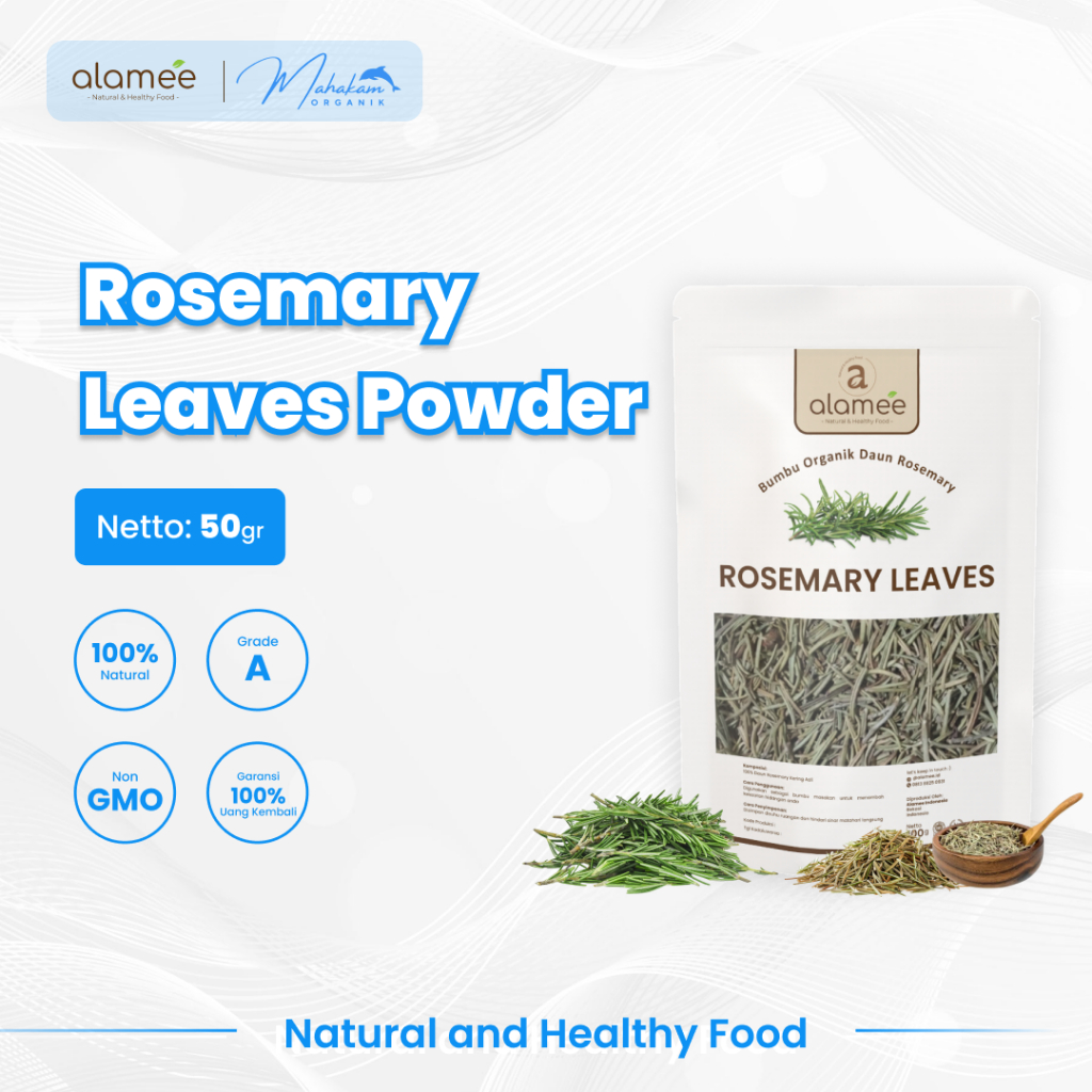 

ALAMEE Rosemary Kering Dried Leaves Organik Daun Garnish Murni Asli Bumbu Dapur Masak 50 Gram