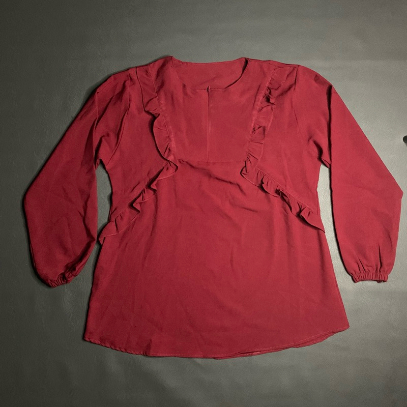 Baju Blouse Wanita Remaja Dewasa Lengan Panjang Full Karet