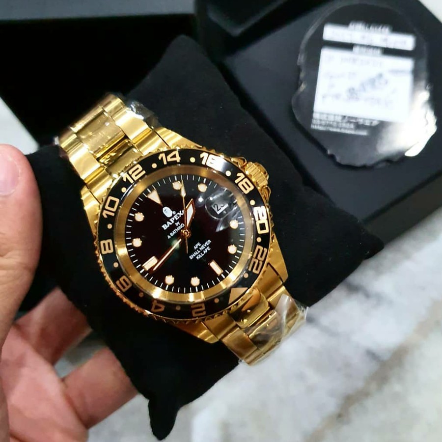 Like New Jam Tangan Bapex Watch By Bathing Ape 01 Full Gold