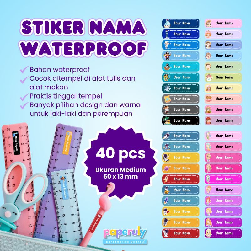 

Stiker Alat Tulis Sticker Pensil Pulpen Waterproof Custom Nama