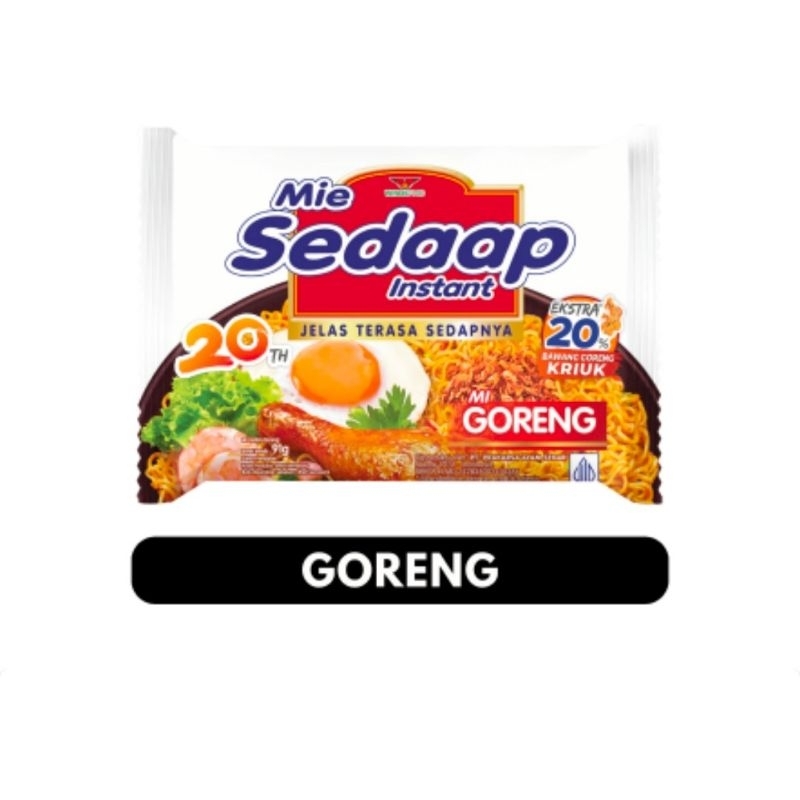 

Mie Sedaap Goreng Instant 91 gram EXTRA 20% Bawang Goreng KRIUK!